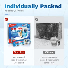 Vacplus Toilet Tank Cleaner - 6 Pack Automatic Descaler Tablets, Powerful Mold & Rust Remover, Long-Lasting Bowl Cleaning Solution