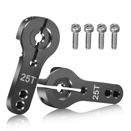 Haruhana Aluminum Alloy RC 1/8 1/10 Size Seration: 25T Servo Horn Servo Arm (Set of 2) Black