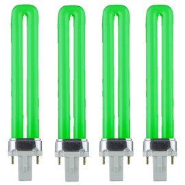 Diodesy- Compact Fluorescent U-Shaped Green Light Bulb PL 2-Pin Twin Tube 9W CFL Colored Plugin Lamp with G23 Base for Signage Table Lamps Ceiling Fixture Wall Sconces Pack of 4