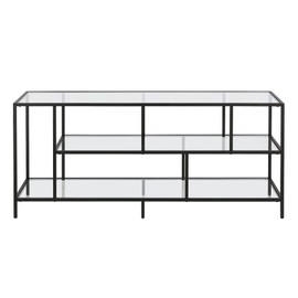 Henn&Hart Rectangular TV Stand with Glass Shelves for TV's up to 60" in Blackened Bronze, TV Stands for the Living Room