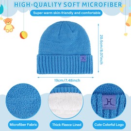 ZASFOU Toddler Kids Winter Hat Scarf Gloves Set Cold Weather Microfiber Beanie Hats Fleece Neck Warmer for 4 5 6 7 8 Year Old Boys Girls Gifts Blue