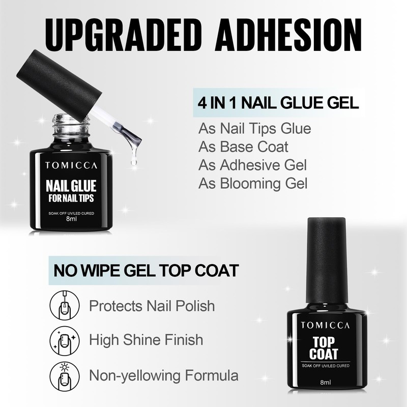 TOMICCA Nail Tips and Glue Gel Kit Gel Nail X