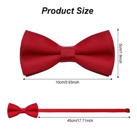 Kids Bow Ties Solid Color Satin Bow Tie for Child Boys Toddlers Wedding Party Dress up (Red, kids)