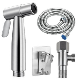 Set of 4 Bidet Hand Shower for Toilet Set, Stainless Steel Hand Shower Sink with Angle Valve 1/2 Inch and a G3/8 Inch Toilet Washing with Hose for Toilet Personal Hygiene