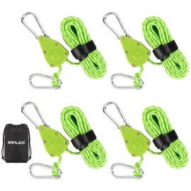 SANLIKE Camping Rope Set, 4-Piece Set, Tent Rope, 13.1 ft (4 m), Reflective Wire, Nylon, Carabiner Included, Green