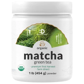 Organic Matcha Green Tea Powder, 1 lb (454g) | First Harvest, Culinary Grade | Japanese Sourced Cafe Mix | Zero Sugar, Keto Friendly, Non-GMO, Vegetarian