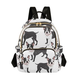 ALAZA Boston Terrier Dog Mini Backpack Purse for Women Travel Bag Lightweight Shoulder Bag Fashion Daypack