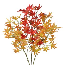EDIMENS 3 Packs 31.5 Inch Artificial Maple Leaves Branches Fake Fall Maple Shrubs Artificial Maple Stems Fake Fall Leaves Stems Greenery Faux Branches for Vase Filler Home Office Wedding Decoration