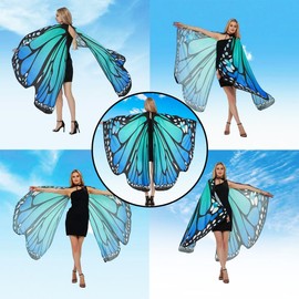 ENYACOS Butterfly Costume Women's Set of 4 with Butterfly Wings, Butterfly Tattoo, Headband and Venetian Mask, Carnival Costume Women, Carnival Costumes Women (A)