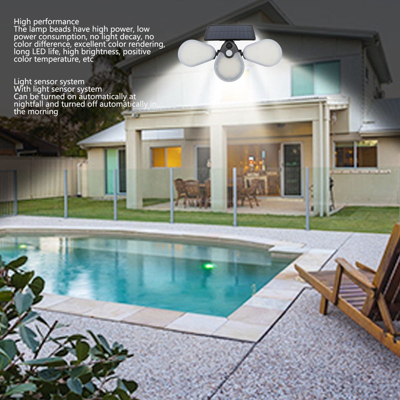 Solar Garden Lights Professional Waterproof 3 Heads Rotation High Power