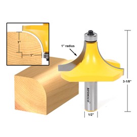 Yonico 13170 1-1/4-Inch Radius Round Over Edge Forming Router Bit 1/2-Inch Shank