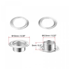 sourcing map 25Set 5.5mm Hole Copper Grommets Eyelets Silver Tone for Fabric Leather Canvas Curtain Clothing