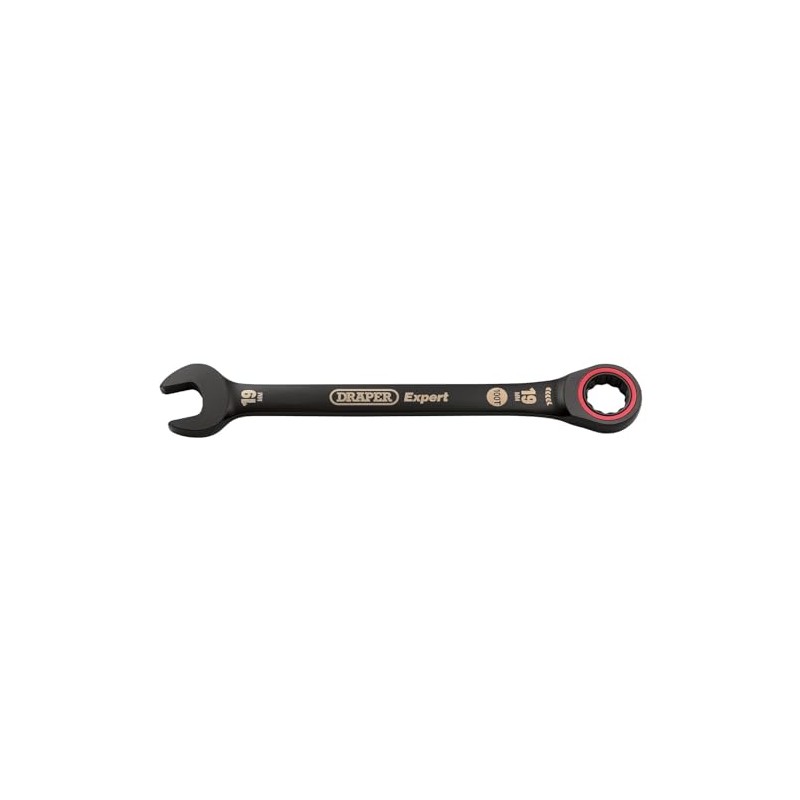 Draper 03892 Expert HI-TORQ Metric Ratchet Combination Spanner, 19mm, Black