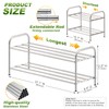 SKIKEN 2-Tier Expandable Shoe Rack - 100% Stainless Steel,4-Rod Extendable