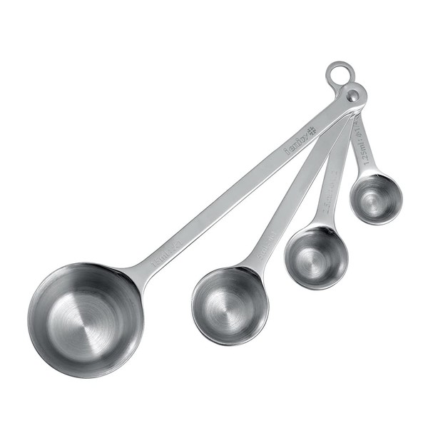 Set of 4 Stainless Steel Measuring Spoons, Round Shape, Tablespoon,