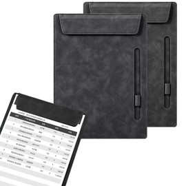Aliji 2 Pcs Exquisite Imitation Leather Magnetic Clipboard,Versatile Folder and Document Holder with Pen Holder,Multiple Colors to Match Your Style(Black, A4)