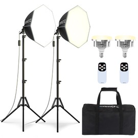 mmcrz 2PACK Professional Softbox Lighting Kit, 20'' x 20'' Studio Lights with 85W 2700-6500K E27 LED Bulbs, Continuous Lighting for Photography/Video Recording/Live Streaming