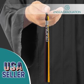 Endea Graduation Triple Color Tassel with Silver Stacked Date Drop (Black/Gold/Maroon, 2025)