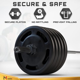 Mata1 Premium Olympic Barbell Clamps (1 Pair, Black), Ultimate Locking Weight Clips for Weightlifting & Bodybuilding Training, Standard 2" / 5 cm Barbell Collars w/Quick-Release Mechanism