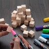 Unfinished Wooden Blocks for Crafts 1 inch, 50PCS Blank Wood