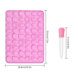 YXHZVON Oster Silikonform Gummibärchen Häschen, 1 Stück Mini-Kaninchen-Häschen-Silikonform mit Tropfer, Silikon Schokoladenform für Osterpartys, Gummibärchen, Schokolade, Keksen
