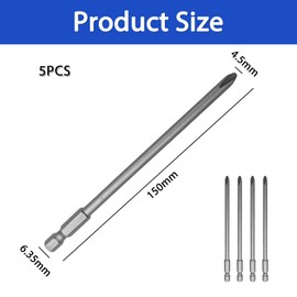 5Pcs PH2 Drywall Screwdriver Gun Bit 150mm Autofeed Collated Drywall Screwgun Replacement with Generic 1/4 inch Magnetic Screw Driver Head for Makita BFR550 6843 DFR550 and Most Screwdriver