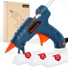 Assark Hot Glue Gun, Fireproof Mini Hot Glue Gun Kit with 30 Glue Sticks for School Crafts DIY Arts Quick Home Repairs, 20W (Green)