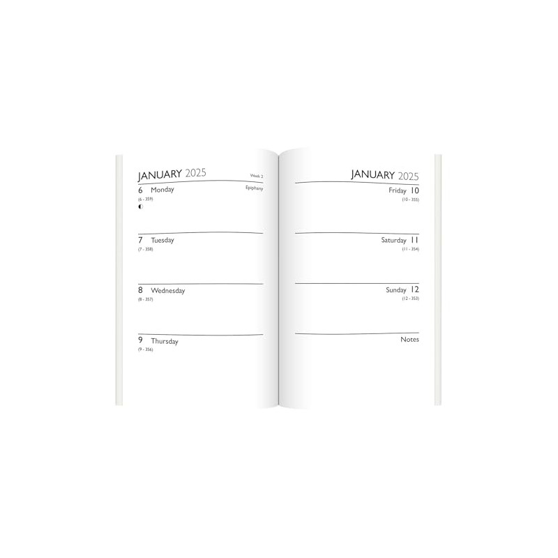 2025 Hardcover Diary Week to View Pocket Planner Soft Green