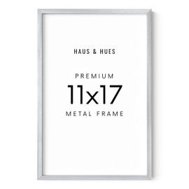 HAUS AND HUES 11x17 Silver Picture Frame - Silver 11x17 Frame Aluminum, Vertical & Horizontal Hanging, Shatterproof Plexiglass - Ideal for Home, Room, Office Decor (11x17 in, Silver)
