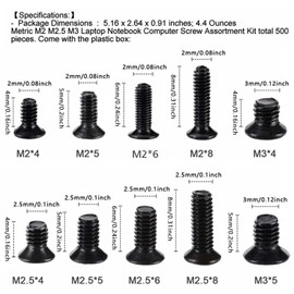 Universal Laptop Screw Kit - 500pcs M2 & M2.5 Screws for Computer Repair and DIY Projects, Diverse Sizes M24/5/6, M2.55/6/8