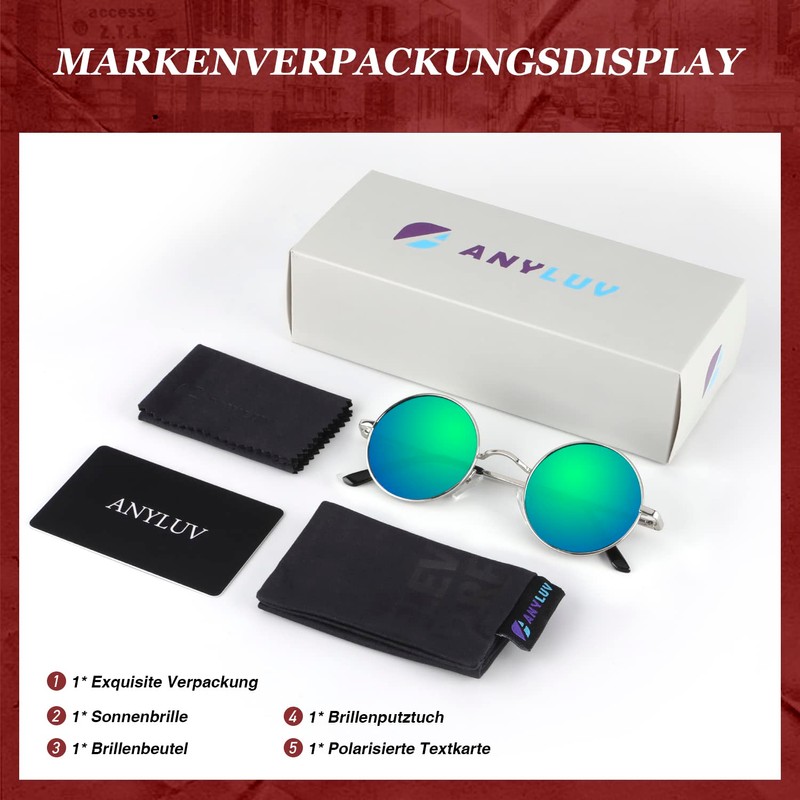 ANYLUV Sunglasses Men's Polarised Round Sunglasses Men Women Classic with