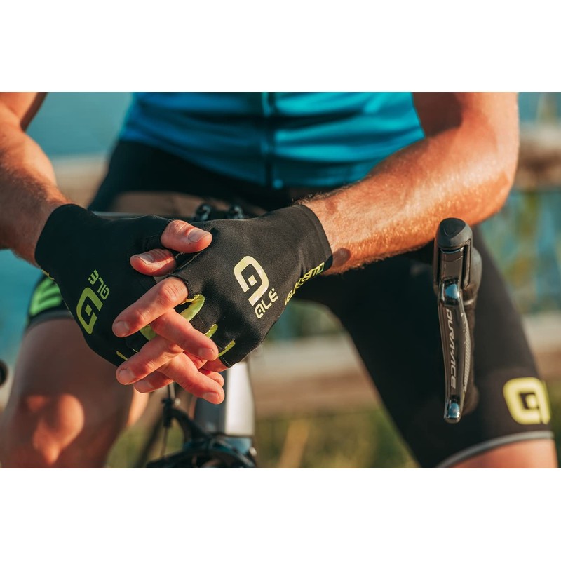 Alé Cycling Unisex Velocissimo Crono Summer Gloves, Black/Fluo Yellow, XXL