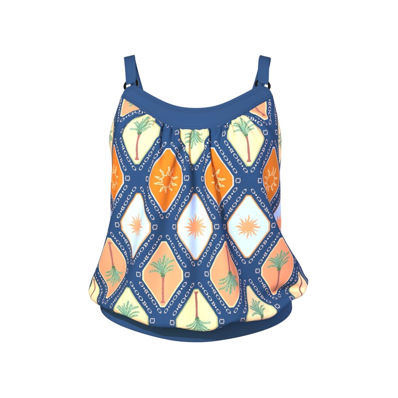 Ulla Popken Tankini, Enya, Hawaiian Chess Set, Blu Balena, 46-48