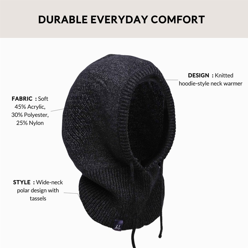Basic Sense Warm Hooded Scarf for Men & Women, Knitted