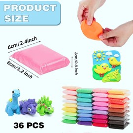 Air Dry Clay,Modelling Clay for Kids,36 Colours Play Clay Air Dry Modeling Kit – Gentle, Colorful Polymer Clay Collection with Tools for Children's Innovative Play & Artistic Endeavors