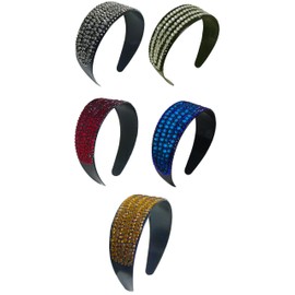 jcgy Set of 5 Wide Band Plastic Hairband Headband for Women Girls Hair Styling NI86012-24611-5hemSapRedTopazBlkChampagne