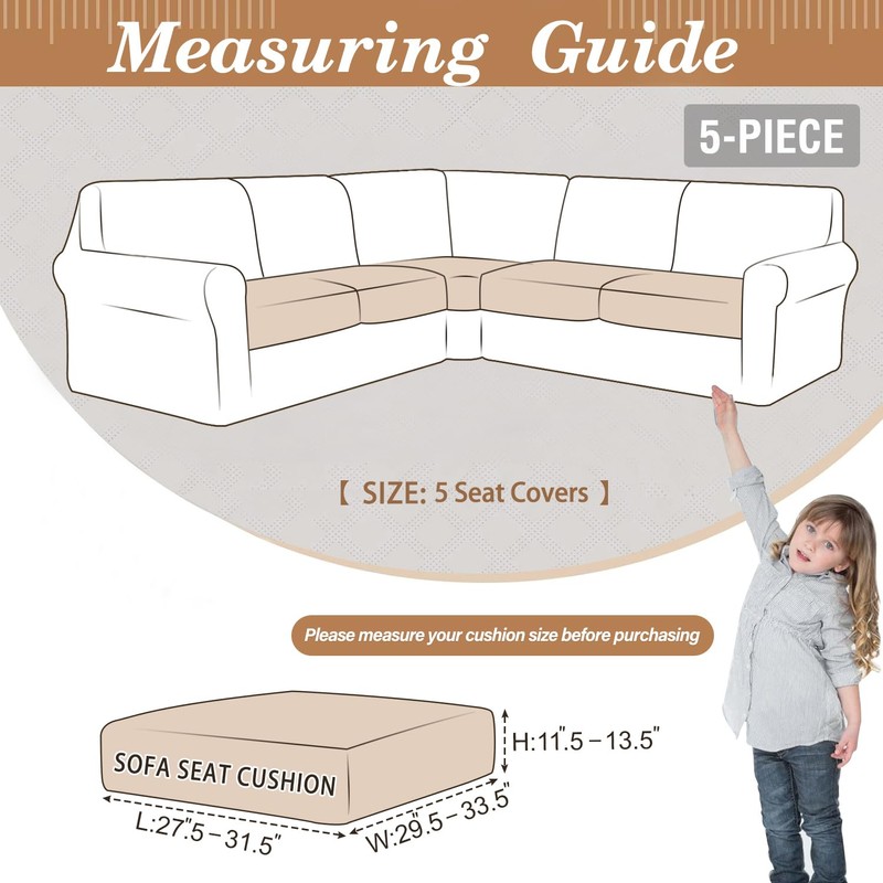 ALIECOM Sectional Couch Covers, 100% Waterproof High Stretch Sofa Slipcovers