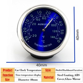Riloer Clip/Stick-On Car Thermometer Automotive Digital Luminous Quartz Clock Monitor, 4 * 4 * 4Cm (1.57 * 1.57 * 1.57 In)