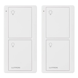 Lutron Caseta Smart Lighting 2-Button Pico Remote, for Wireless Lighting Control, Works w/ Alexa, Apple Homekit, Google Home (Hub Required), Batteries Included, PJ2-2B-GWH-L01-2, White, 2 Pack