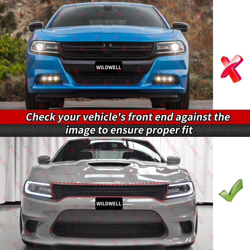 WildWell Front Bumper Grille For 2015-2024 Dodge Charger SRT Scat