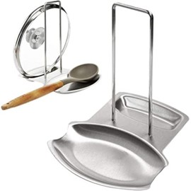 Broco Spoons Holder Hot Pot,Lid and Rest 1Pc Home Kitchen Stainless Steel Spoon Holder Pot Lid Shelf Cooking Rack Pan Cover Stand Hot