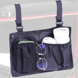 XAOMING Wheelchair Side Bag with Cup Holder,wheelchair accessories adult for Walker, Rollator, Electric Scooter Wheelchairs，Power Wheel - Side Storage Organizer for Elderly