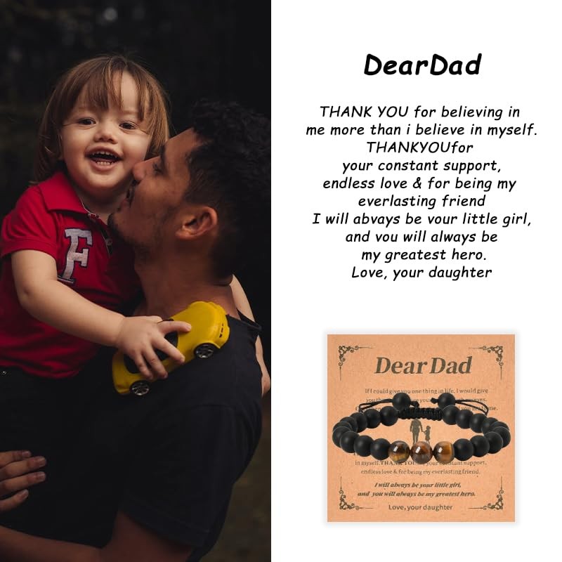 Christmas Bdy Bracelet for Best Dad - Natural Stone Men's
