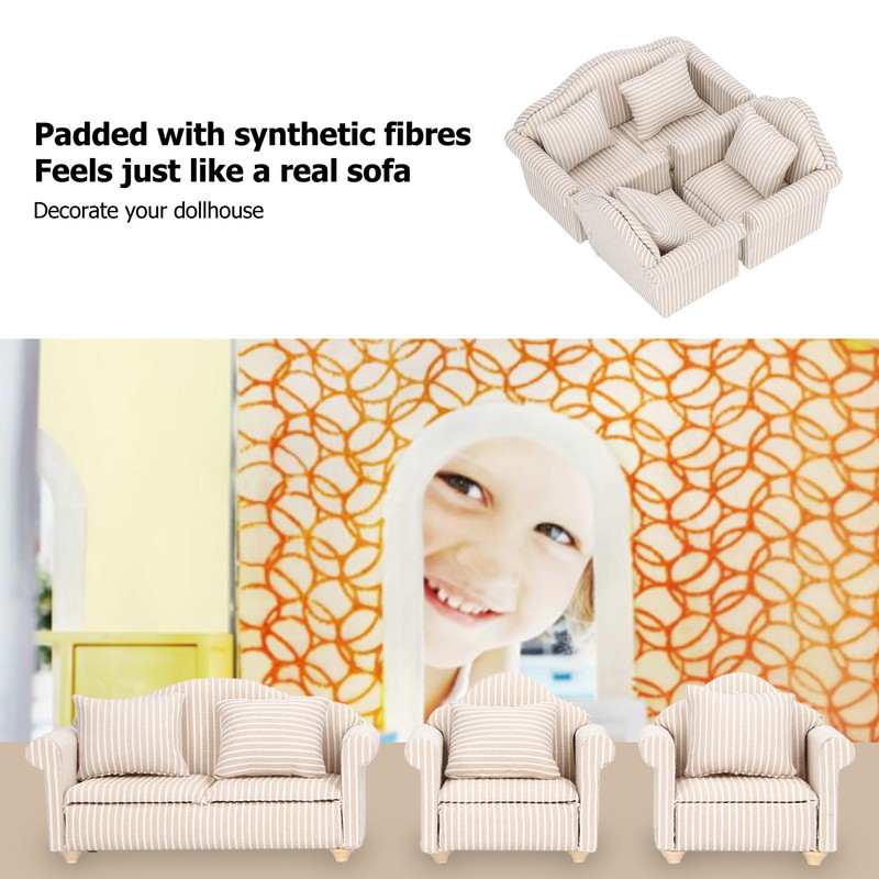 1:12 Scale Dollhouse Sofa Hand Crafted High Simulation Miniature Sofa