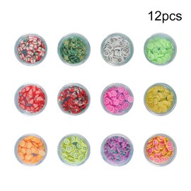 12 Boxes 3D Fruit Polymer Slices Mini Polymer Clay Stickers Colorful Ceramic Crafts Charm for Nail Ar Resin Supplies Cellphone Lip Gloss Decoration