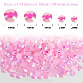 ELEEGEM Resin Rhinestones Kit for Crafts,8400 pcs Light Pink AB Jelly Flatback Rhinestones Mixed 5 Sizes 2mm-6mm with B7000 Glue Tweezers and Wax Pencil for Fabric Tumblers and Clothes