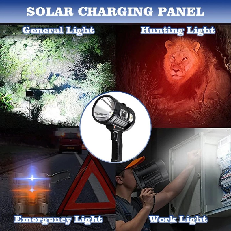 SHUONE57 Rechargeable Spotlight, Super Bright 90000LM Handheld Flashlight Led Spot