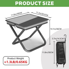 Ultralight Portable Folding Stool with Carry Bag - 260LB Load Capacity, Ideal for Camping, Hiking, Fishing, Gardening & Beach Outdoor Activities (Grey, L)