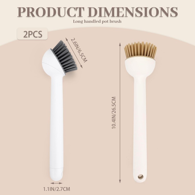 Diakey 2 Pack Dish Brush with Adjustable Angle Handle, Stiff