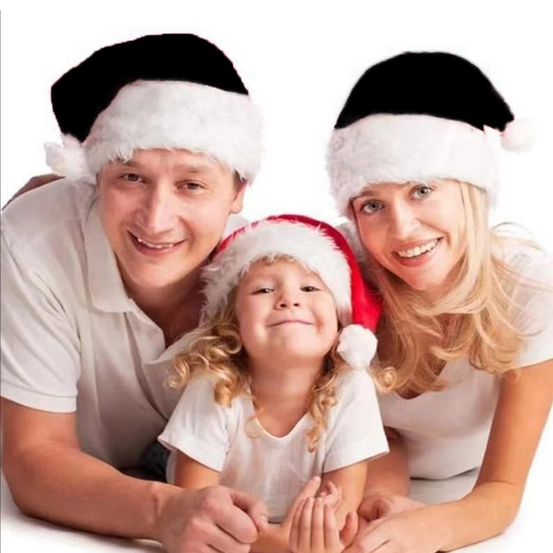 eyigylyo Christmas Black Santa Hat for Adults, Black & White